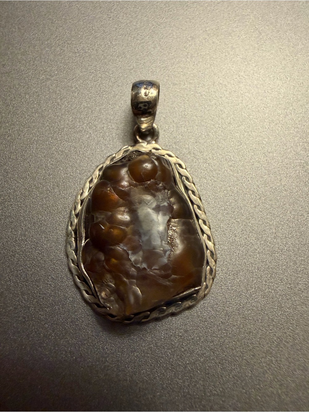 Natural Mexican Fire Agate 925 Sterling Silver Pendant